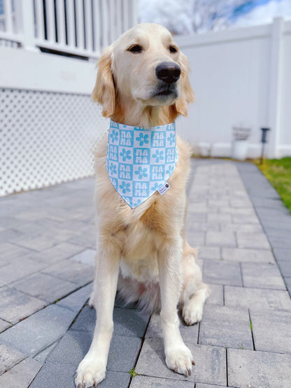 Mama Checkerboard Floral Bandana- Light Blue