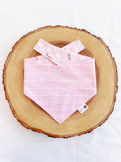 Pink Easter Bunny Stripes and Carrots Bandana