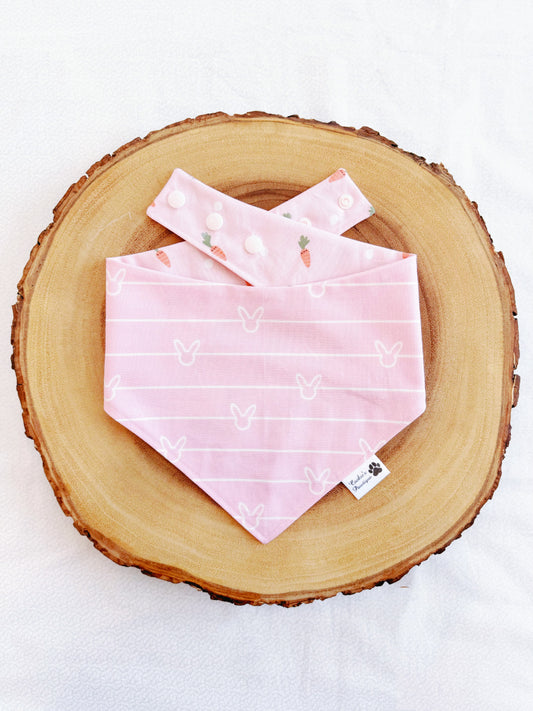 Pink Easter Bunny Stripes and Carrots Bandana
