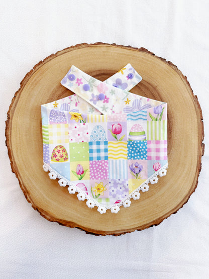 Pastel Easter Patchwork and Floral Bandana