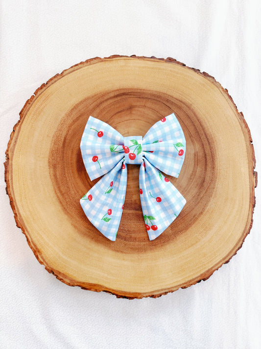 Cherries on Plaid Bow