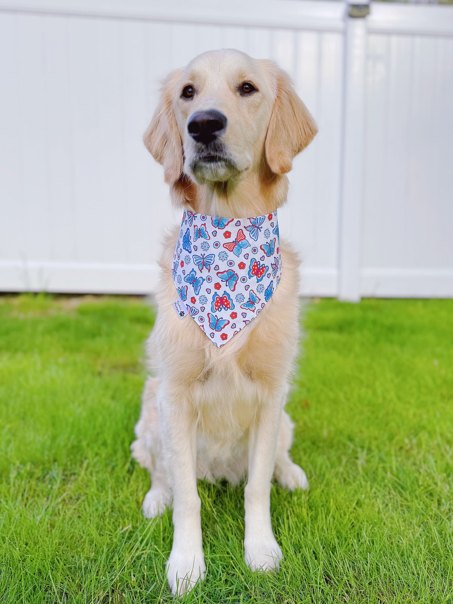 Patriotic Floral And Butterflies Bandana