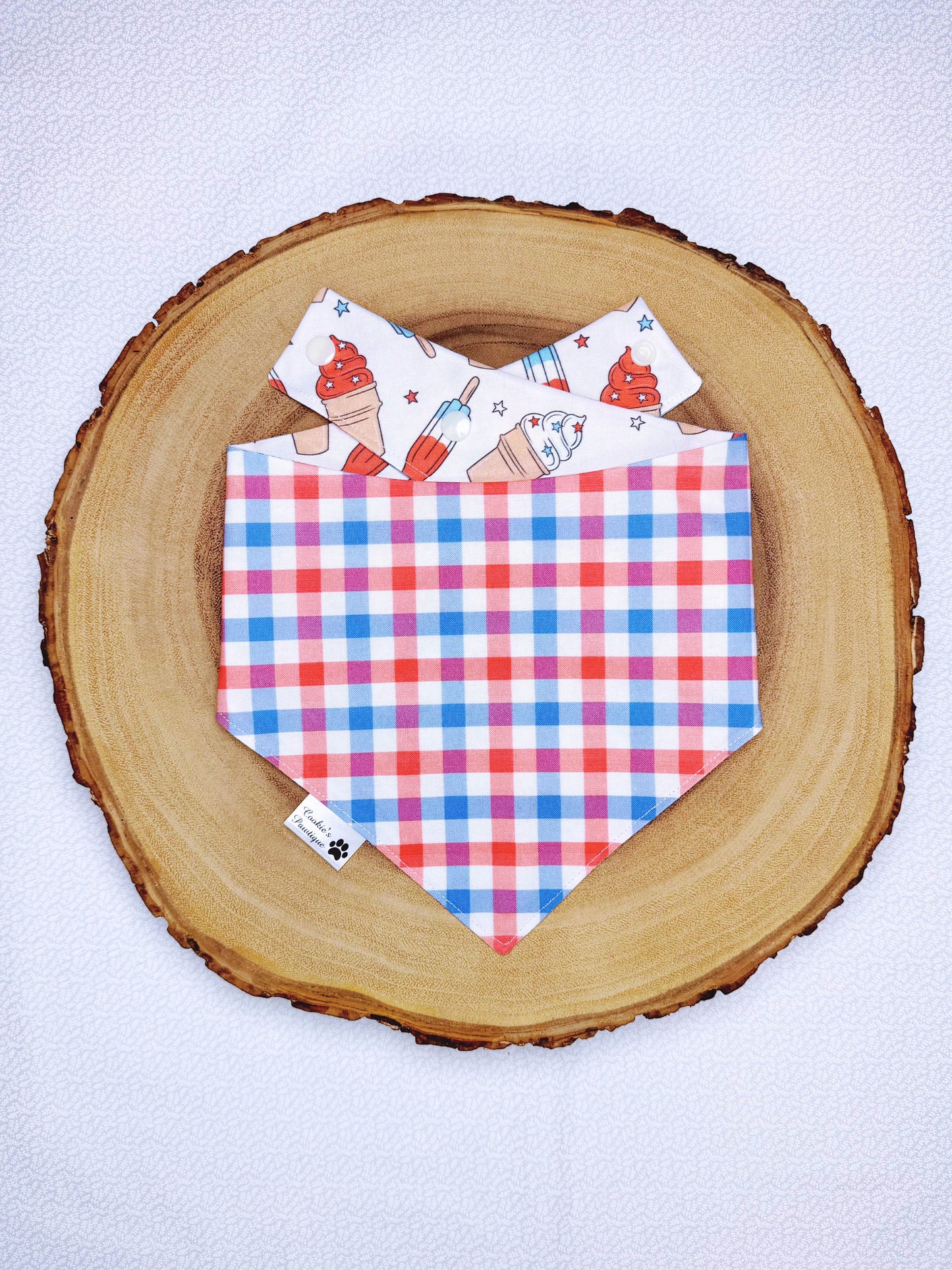 Patriotic Ice Cream And Gingham Bandana