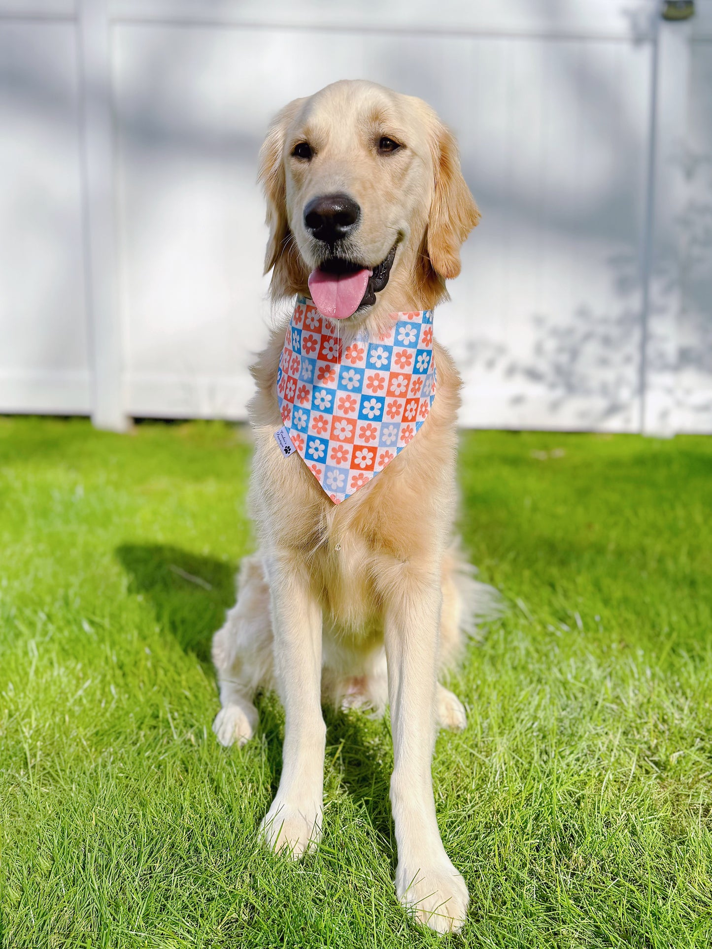 Patriotic Vintage Summer And Checkerboard Floral Bandana