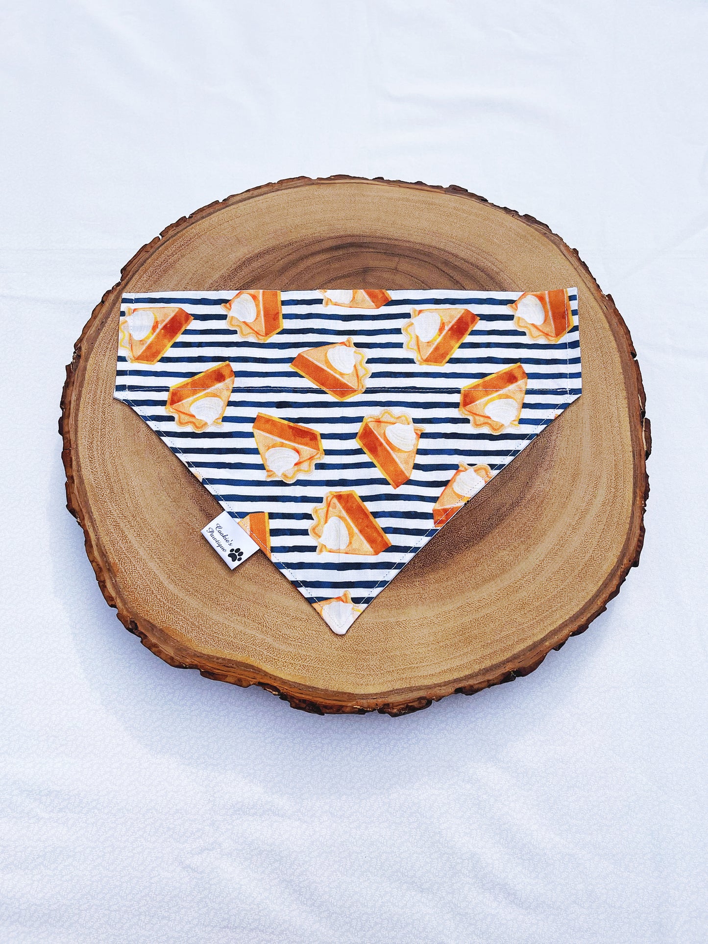 Turkey And Pumpkin Pie Slice On Stripes Bandana