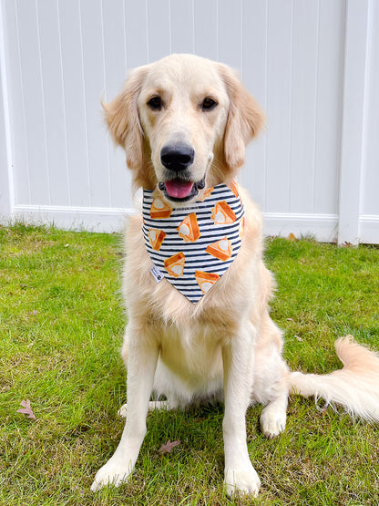 Turkey And Pumpkin Pie Slice On Stripes Bandana