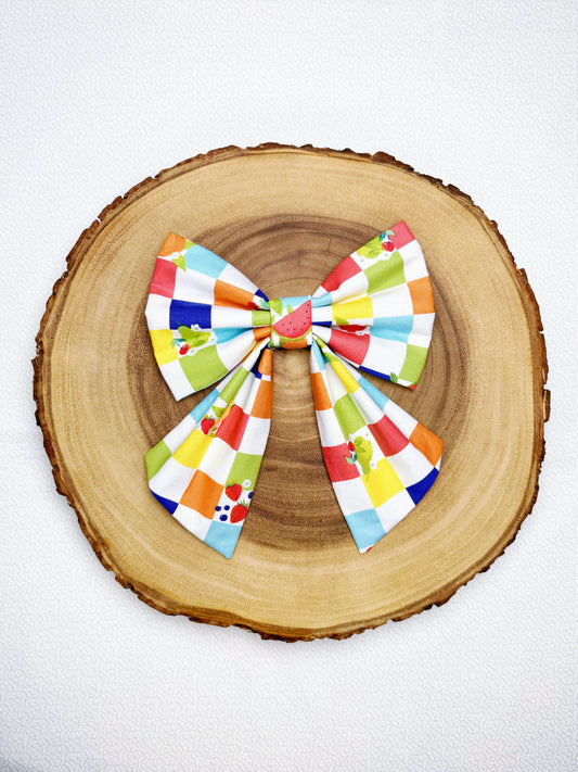 Colorful Fruits Checkerboard Bow