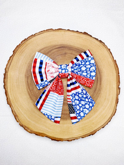 Patriotic Floral Patchwork Bow
