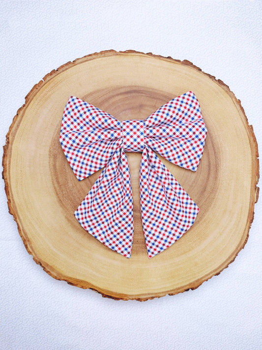 Patriotic Gingham Bow