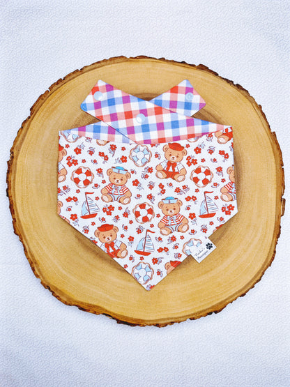 Nautical Teddy Bears and Gingham Bandana