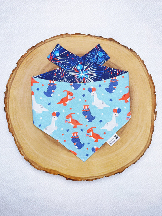 Patriotic Dinos and Fireworks Bandana