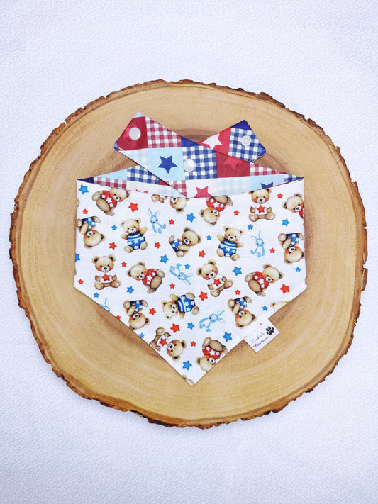 Patriotic Teddy Bear and Star Patch