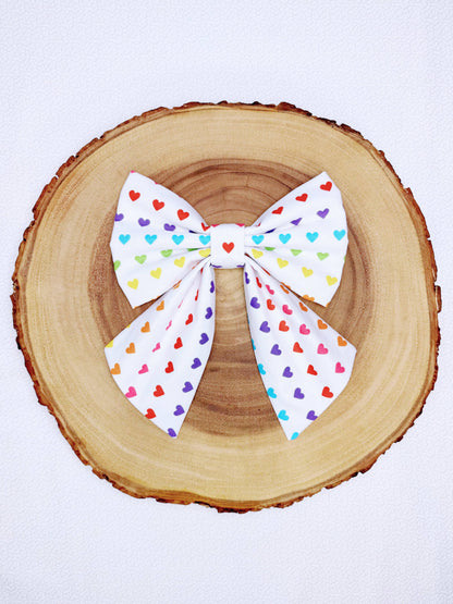 Rainbow Hearts Bow