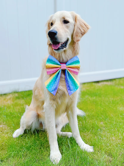 Pastel Rainbow Dots Bow