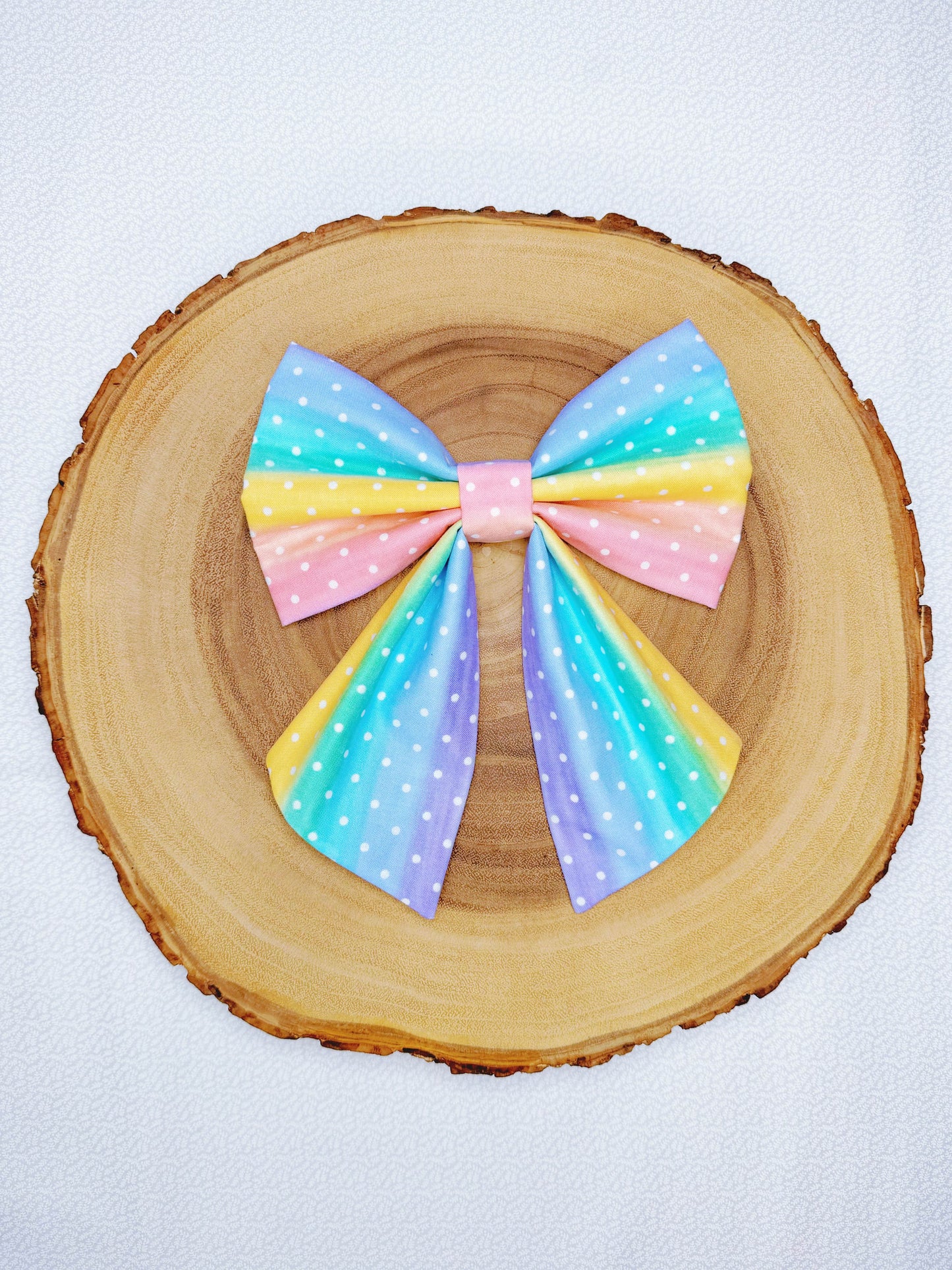 Pastel Rainbow Dots Bow