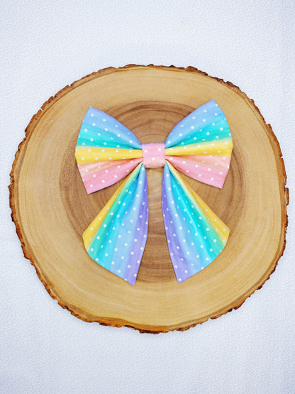 Pastel Rainbow Dots Bow