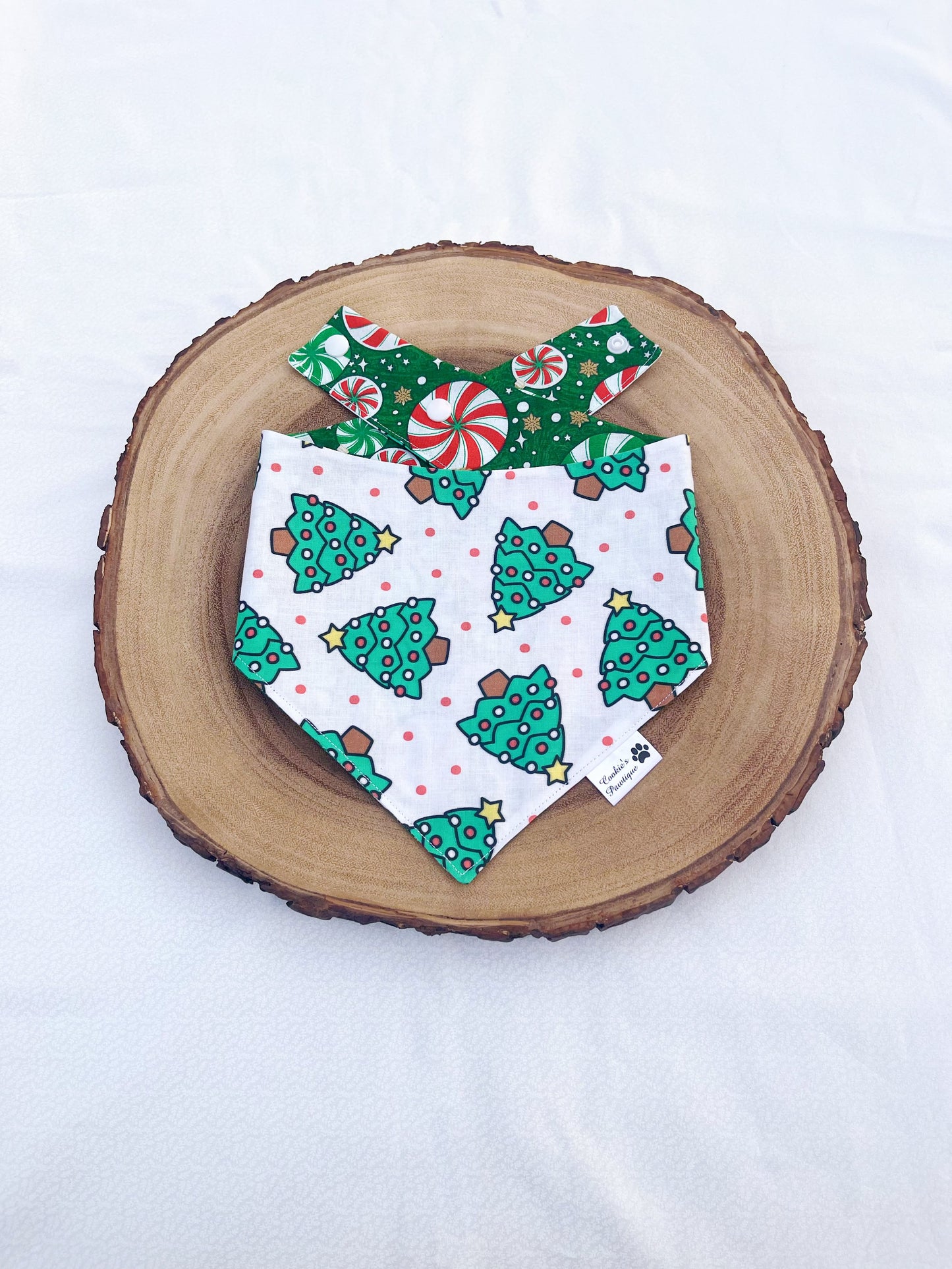 Cute Christmas Trees And Peppermint Ornaments Bandana