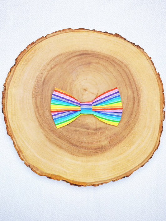 Rainbow Stripes Bow