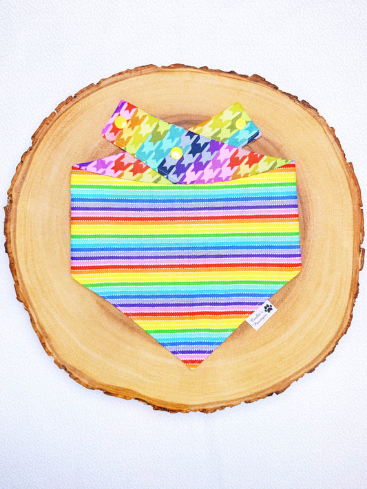 Rainbow Stripes and Houndstooth Bandana