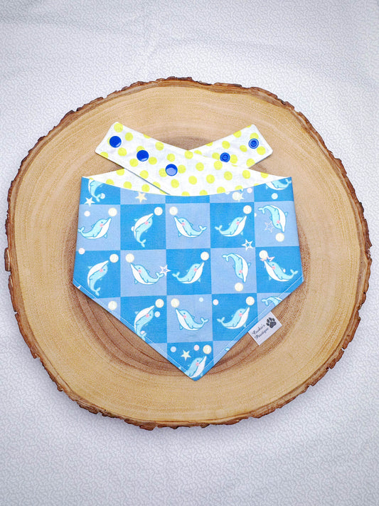 Checked Dolphins Bandana - Blue