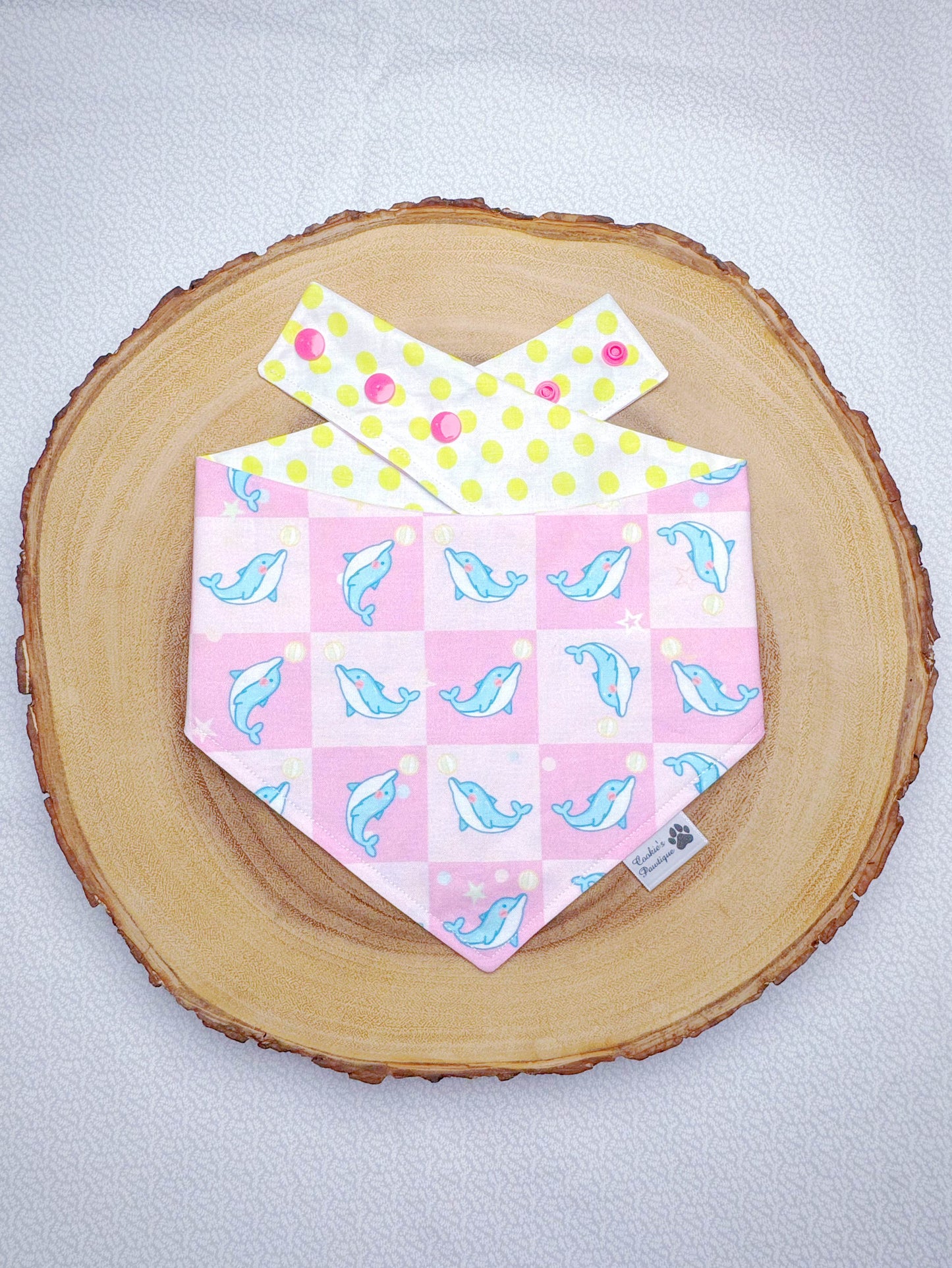 Checked Dolphins Bandana - Pink