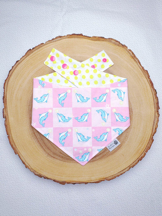 Checked Dolphins Bandana - Pink
