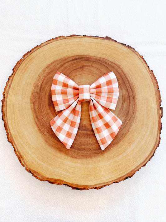 Orange Gingham Bow