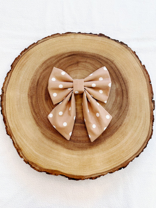 Neutral Polka Dot Bow