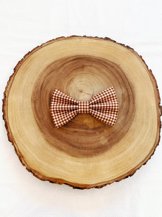 Brown Gingham Bow