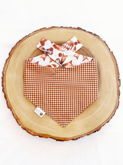 Football Bow and Brown Gingham Bandana