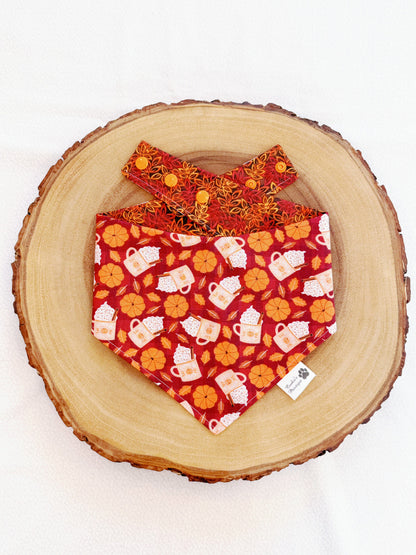 Pumpkin Spice Coffee and Fall Leaves Bandana