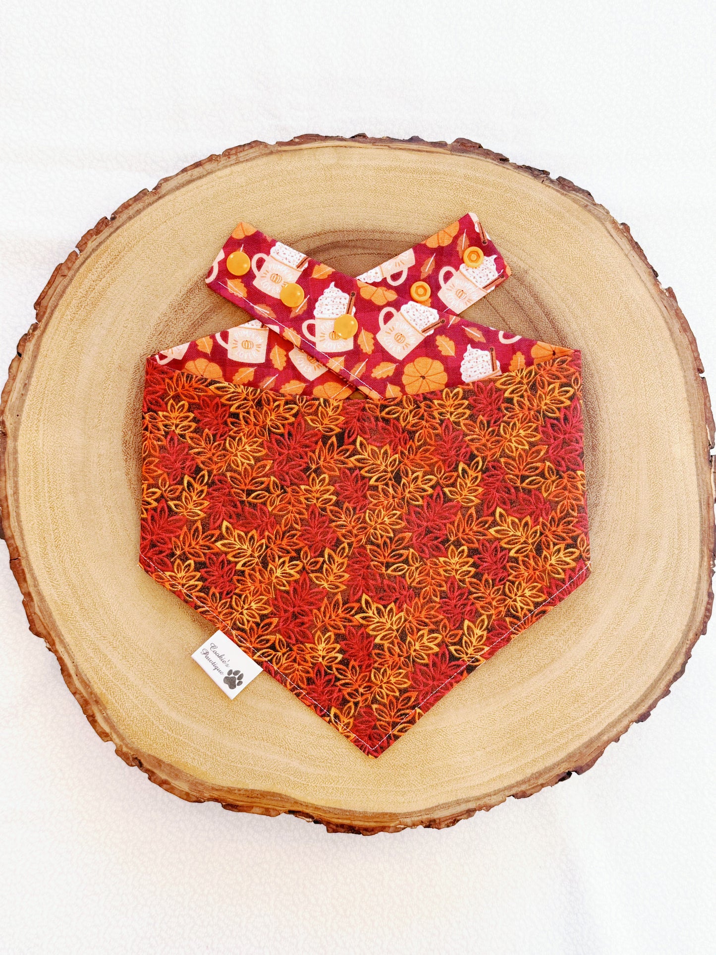 Pumpkin Spice Coffee and Fall Leaves Bandana