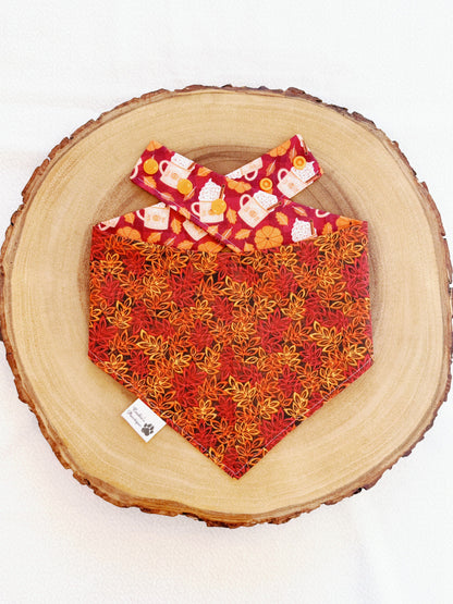 Pumpkin Spice Coffee and Fall Leaves Bandana