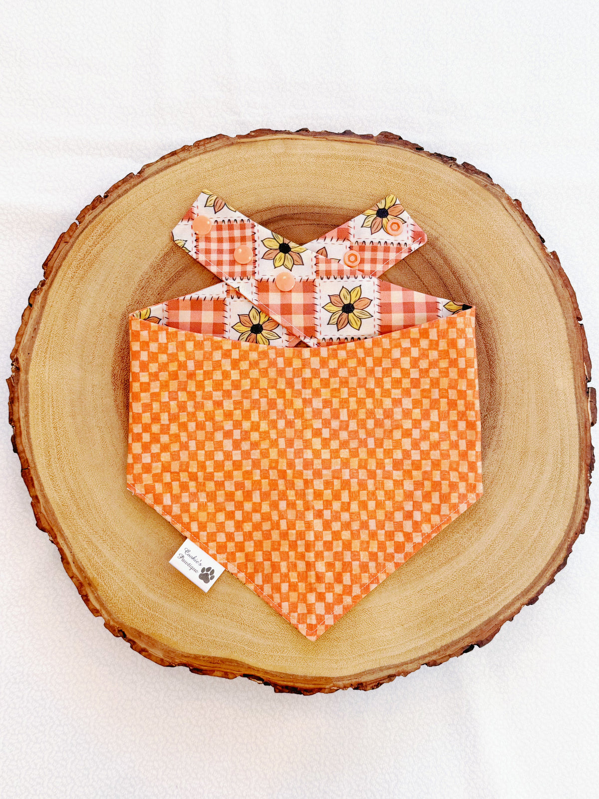 Vintage Sunflowers and Checkers Bandana