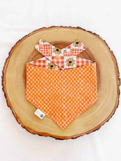 Vintage Sunflowers and Checkers Bandana