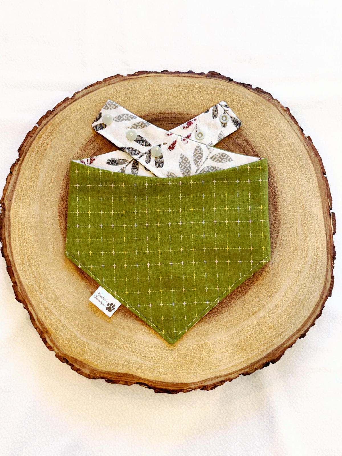 Leaves and Olive Stitches Bandana