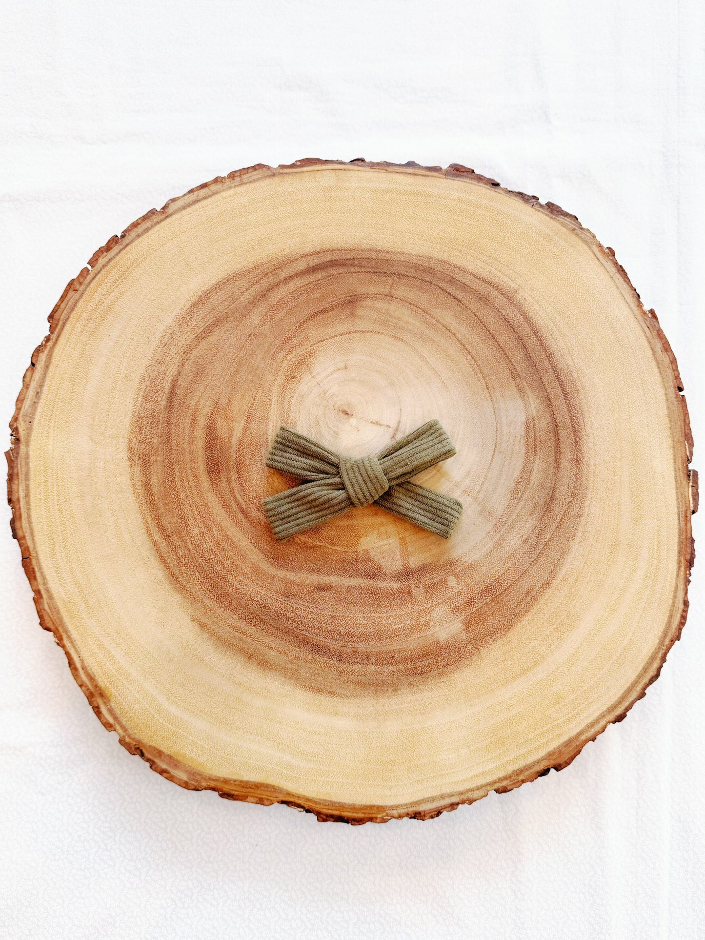 Sage Corduroy Hair Bow