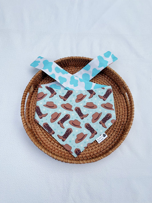 Cowboy And Blue Cow Print Bandana