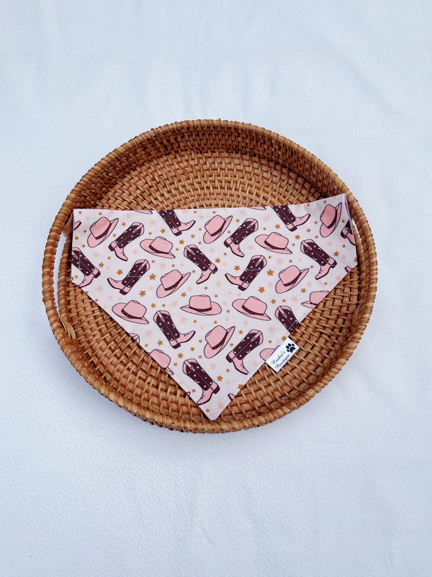 Cowgirl And Pink Cow Print Bandana