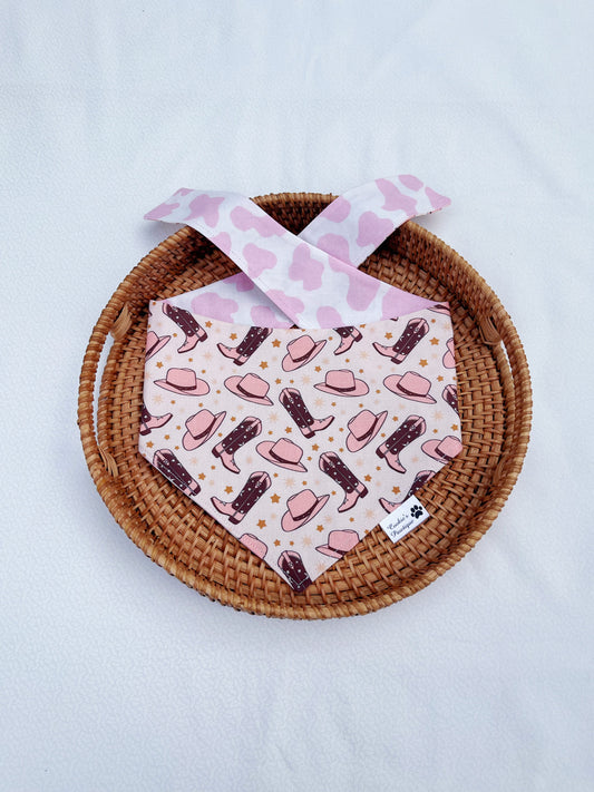 Cowgirl And Pink Cow Print Bandana