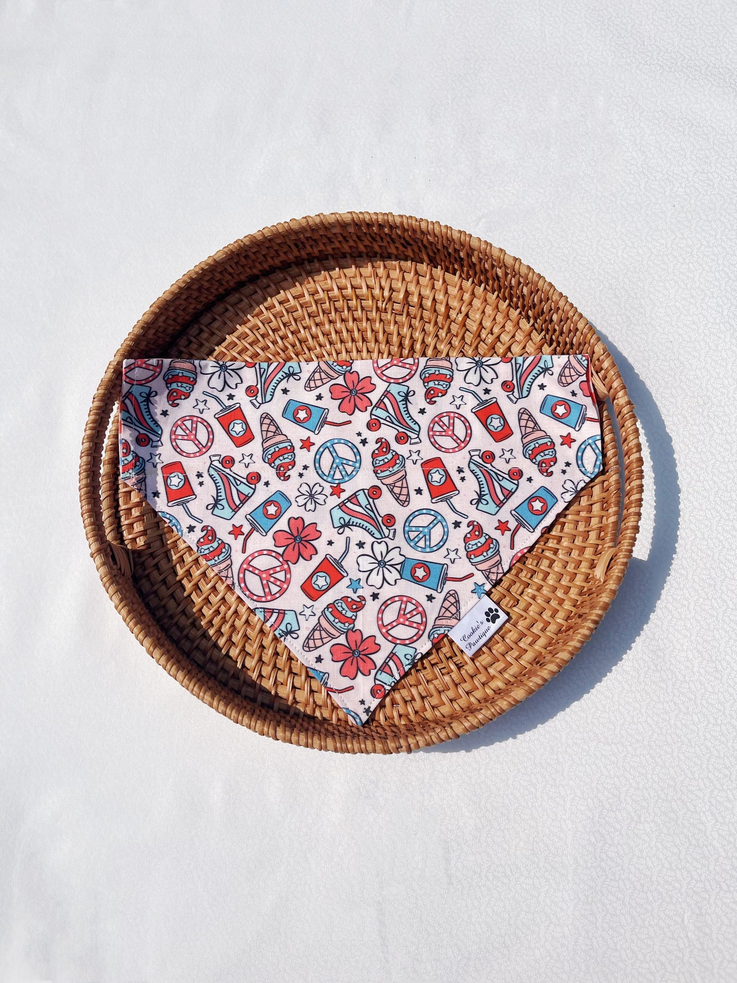 Patriotic Vintage Summer And Checkerboard Floral Bandana