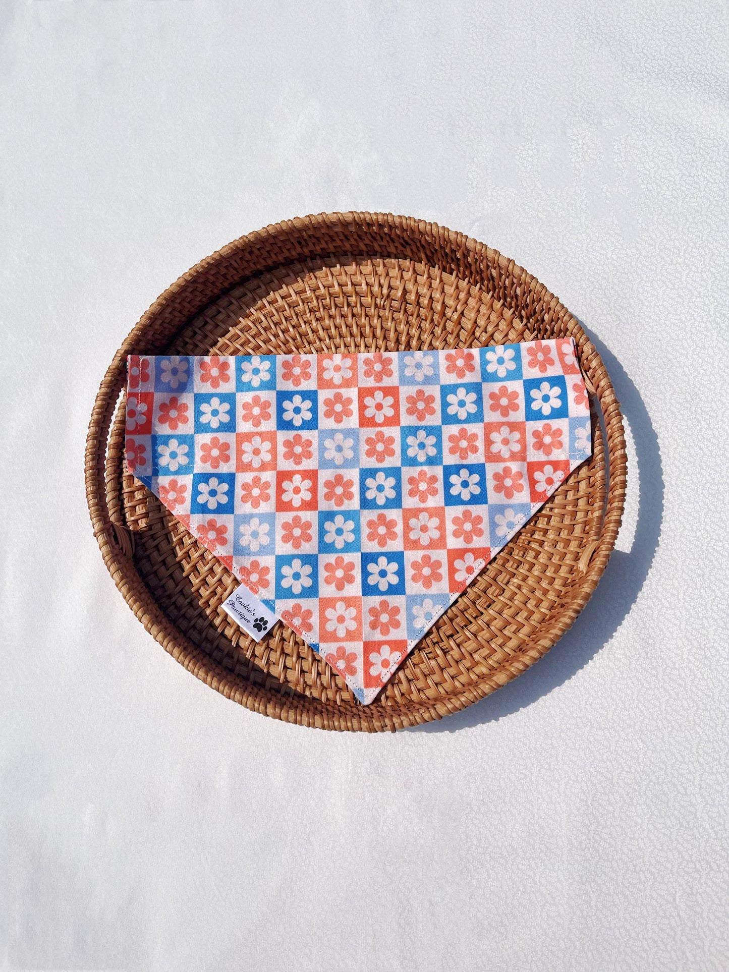 Patriotic Vintage Summer And Checkerboard Floral Bandana