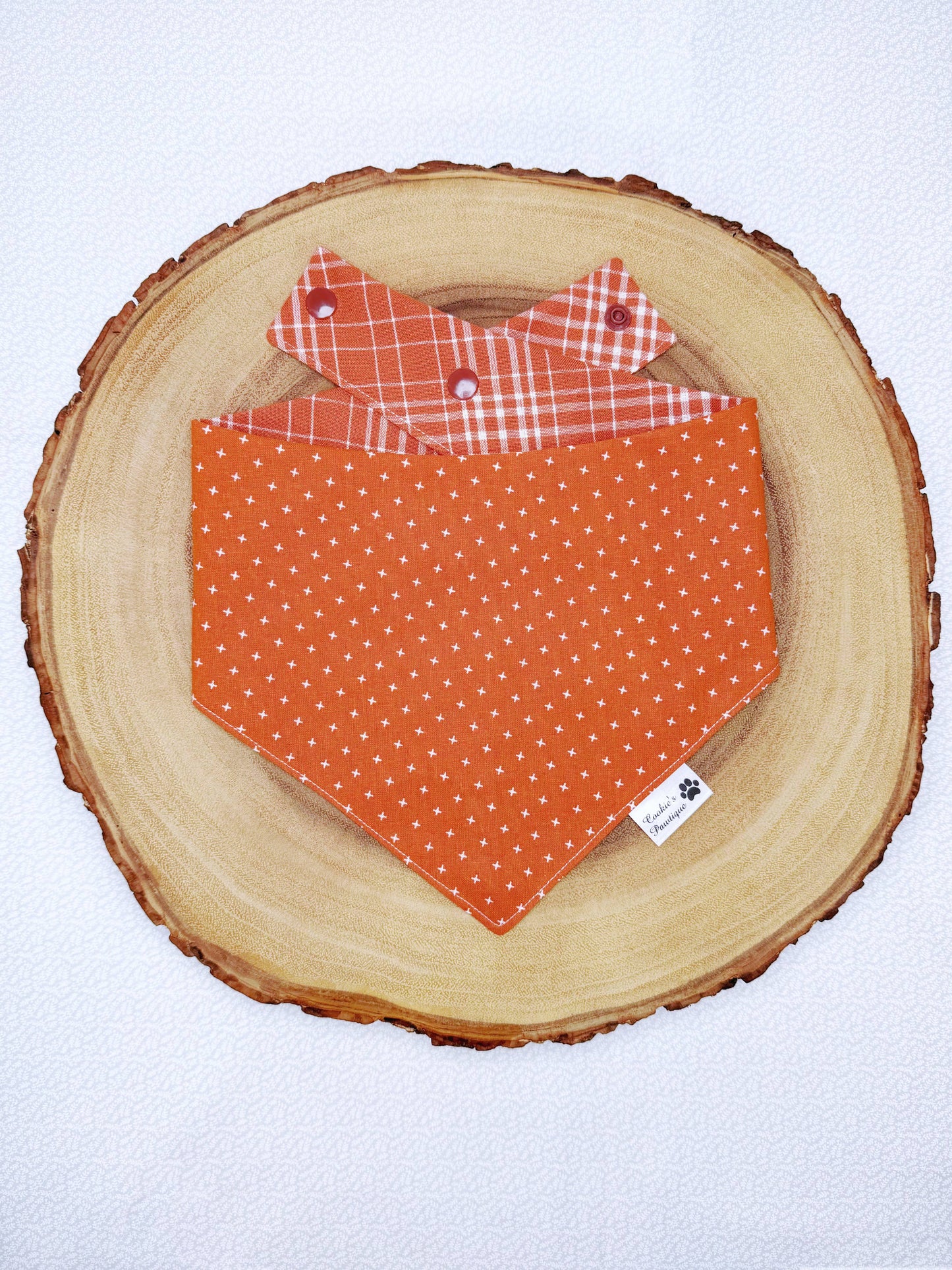 Orange Geometric And Plaid Bandana