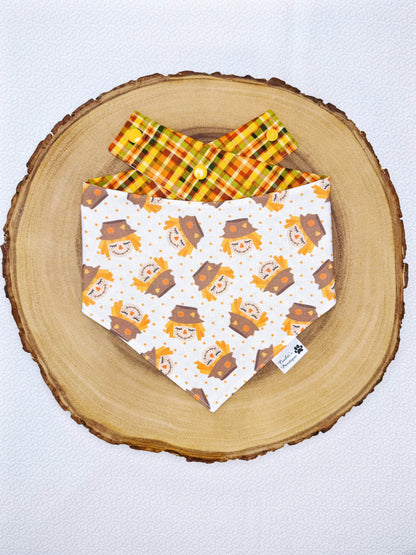 Cute Scarecrows And Fall Plaid Bandana