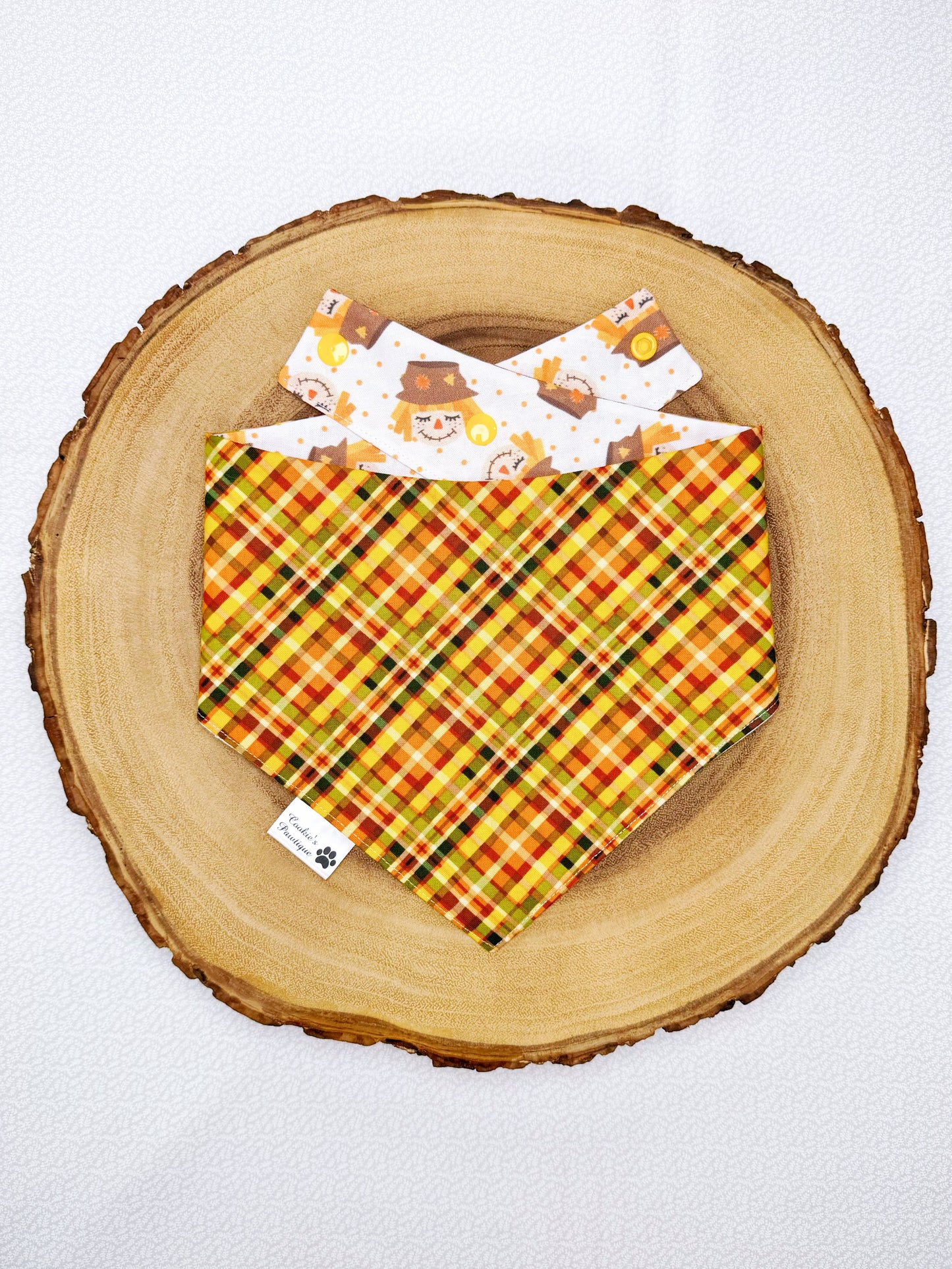 Cute Scarecrows And Fall Plaid Bandana