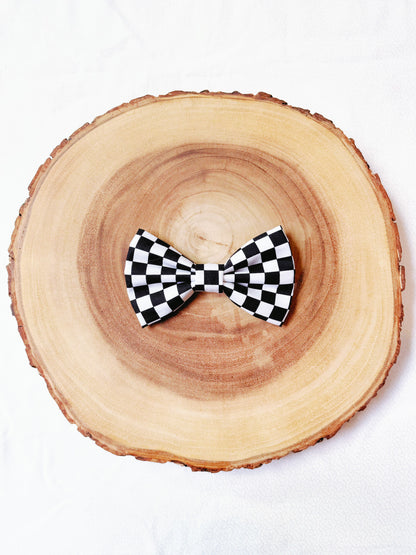 Black and White Checkerboard Bow