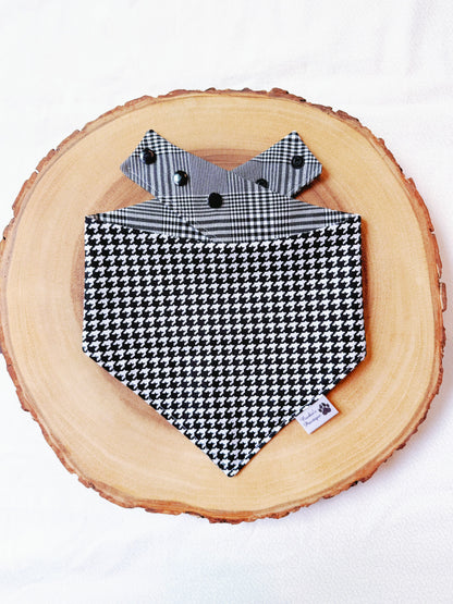 Black Houndstooth and Plaid Bandana