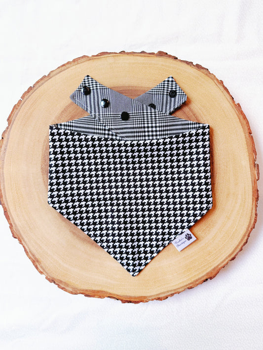 Black Houndstooth and Plaid Bandana