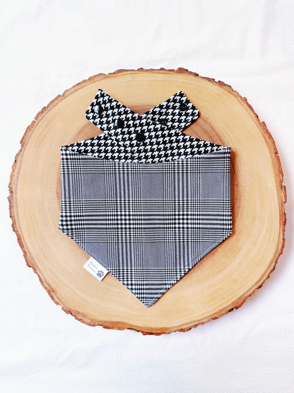 Black Houndstooth and Plaid Bandana