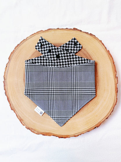 Black Houndstooth and Plaid Bandana